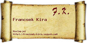 Francsek Kira névjegykártya